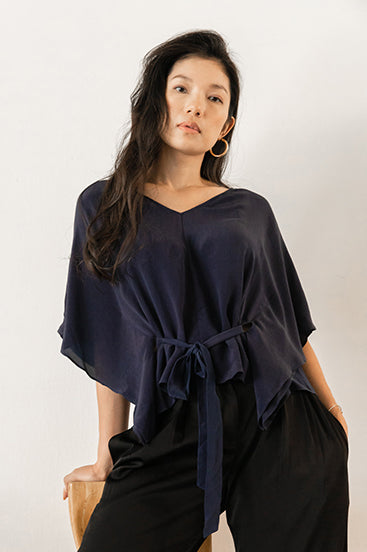 ELI Silk Kaftan Top - Indigo (Plant-dyed)