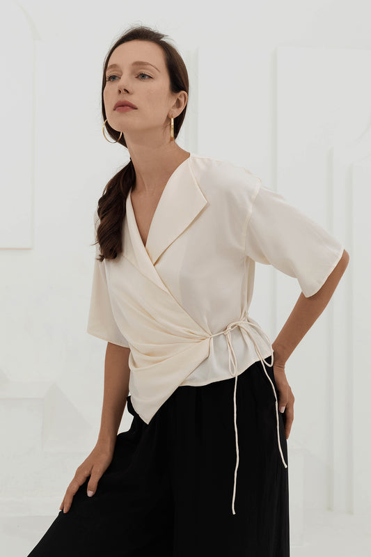 SALMA Two-way Wrap Top - Vanilla Cream