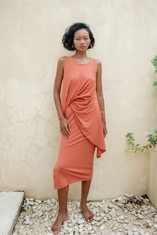 CLEO Reversible Draped Dress Set - Terracotta (LAST PIECE)