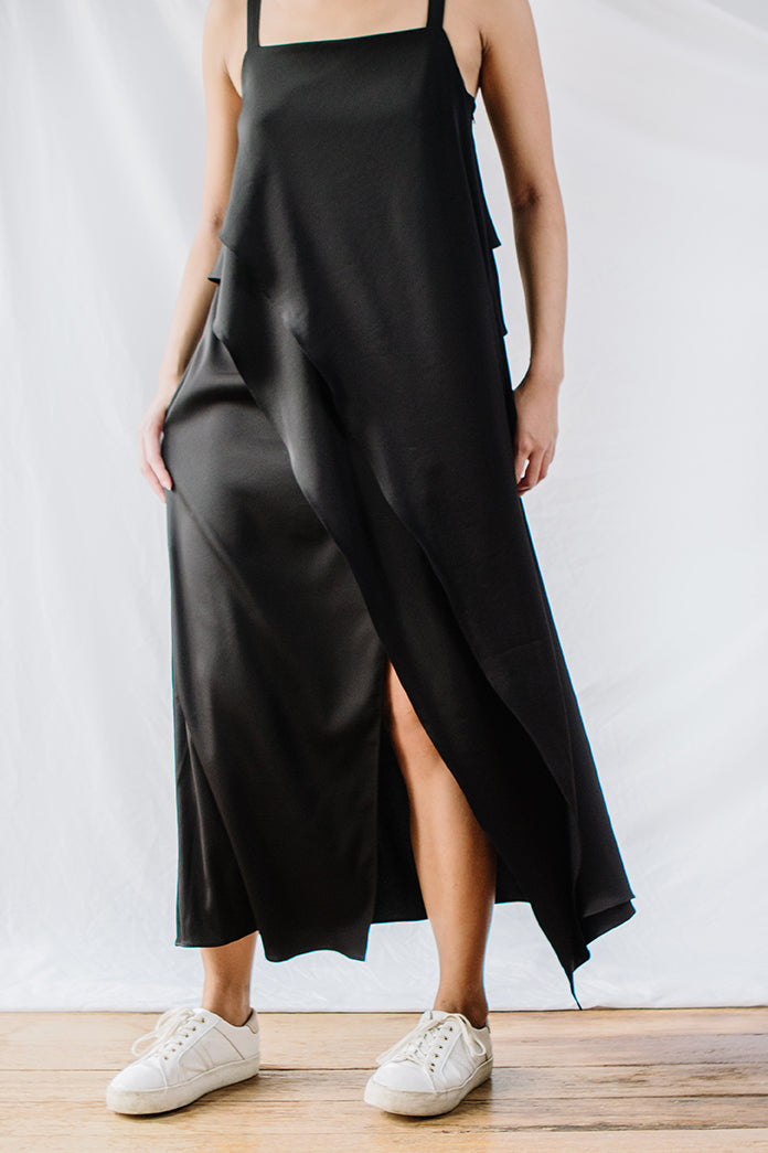 Eco-friendly asymmetric layered triacetate dress by Su By Hand