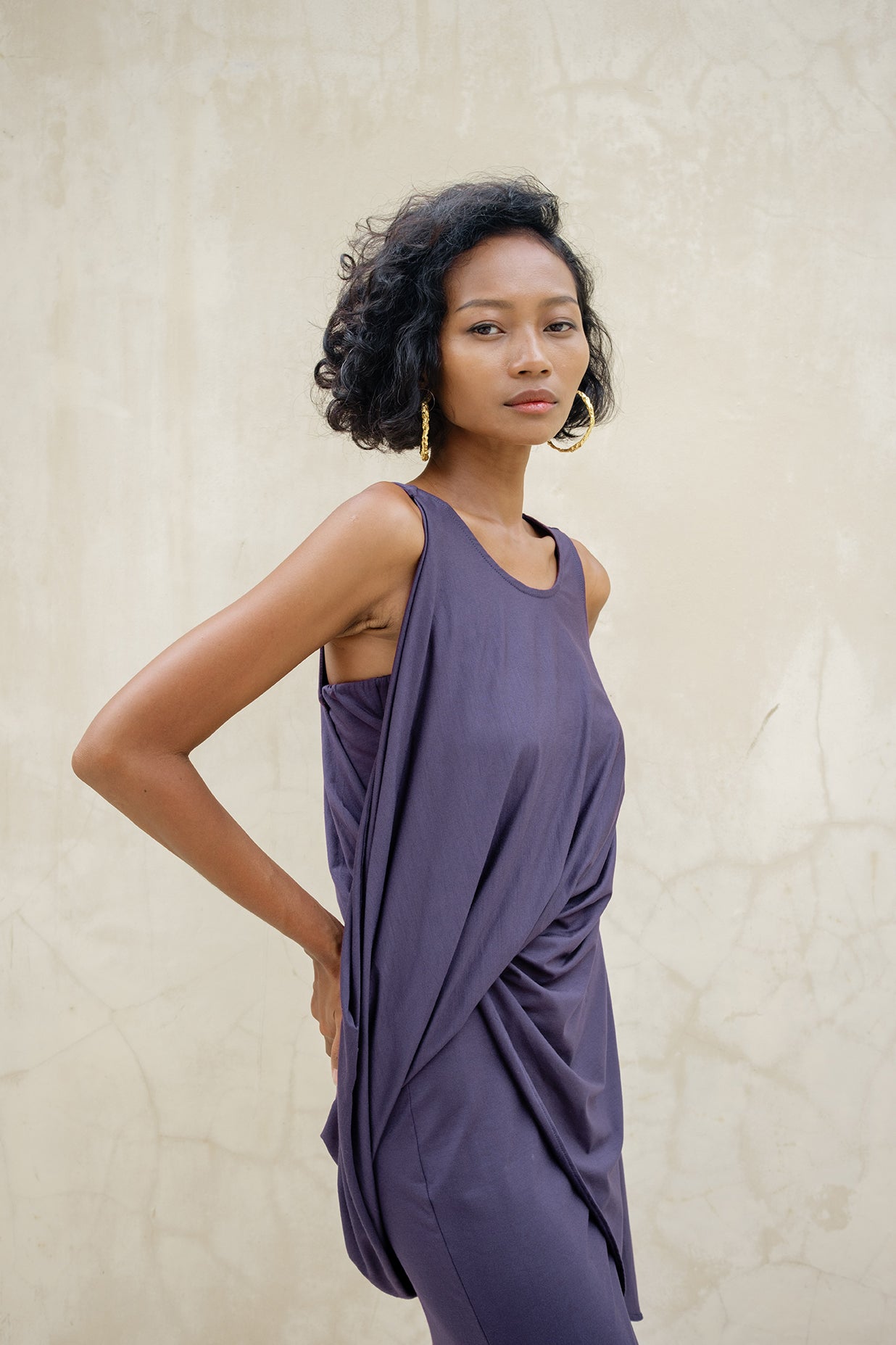 CLEO Reversible Draped Dress Set - Parachute Purple