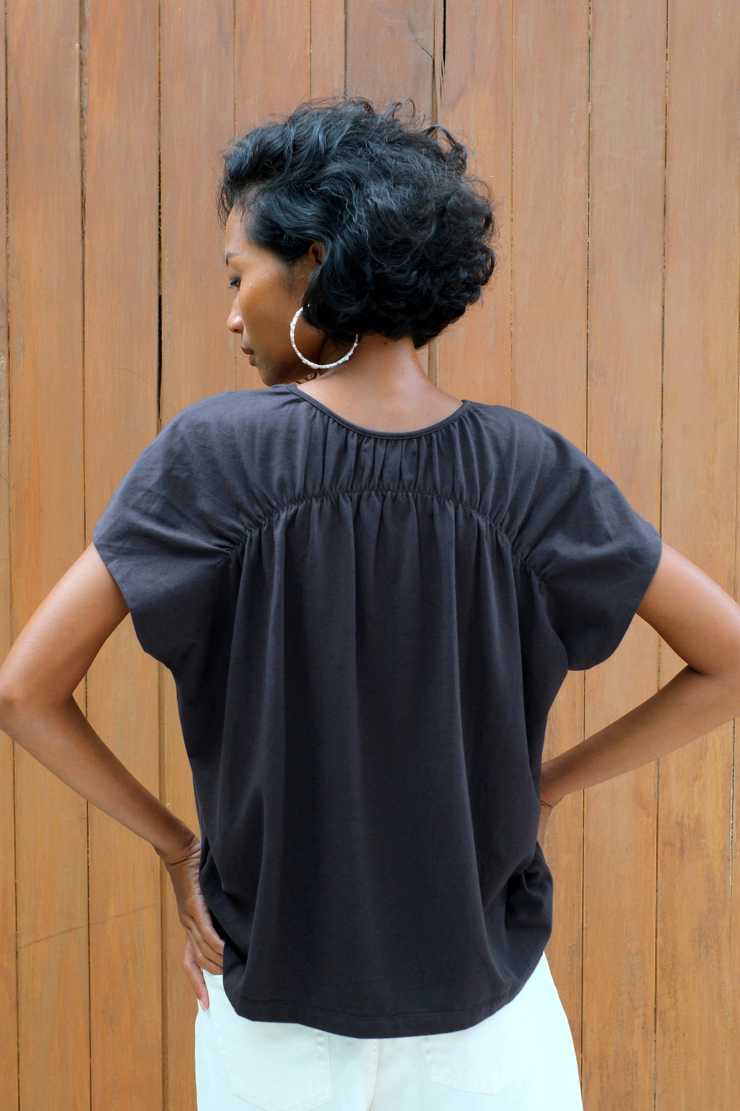 ELENA Cotton T-shirt - Charcoal