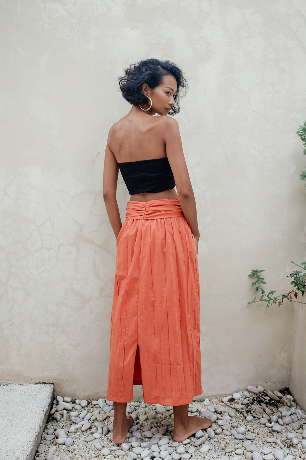 MAI Crinkle Cotton Skirt - Burnt Orange