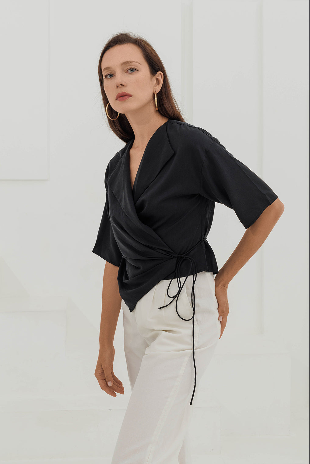 SALMA Two-way Wrap Top - Black