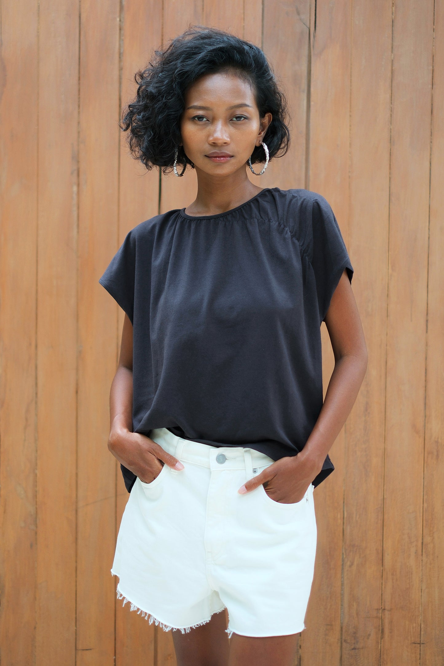 ELENA Cotton T-shirt - Charcoal