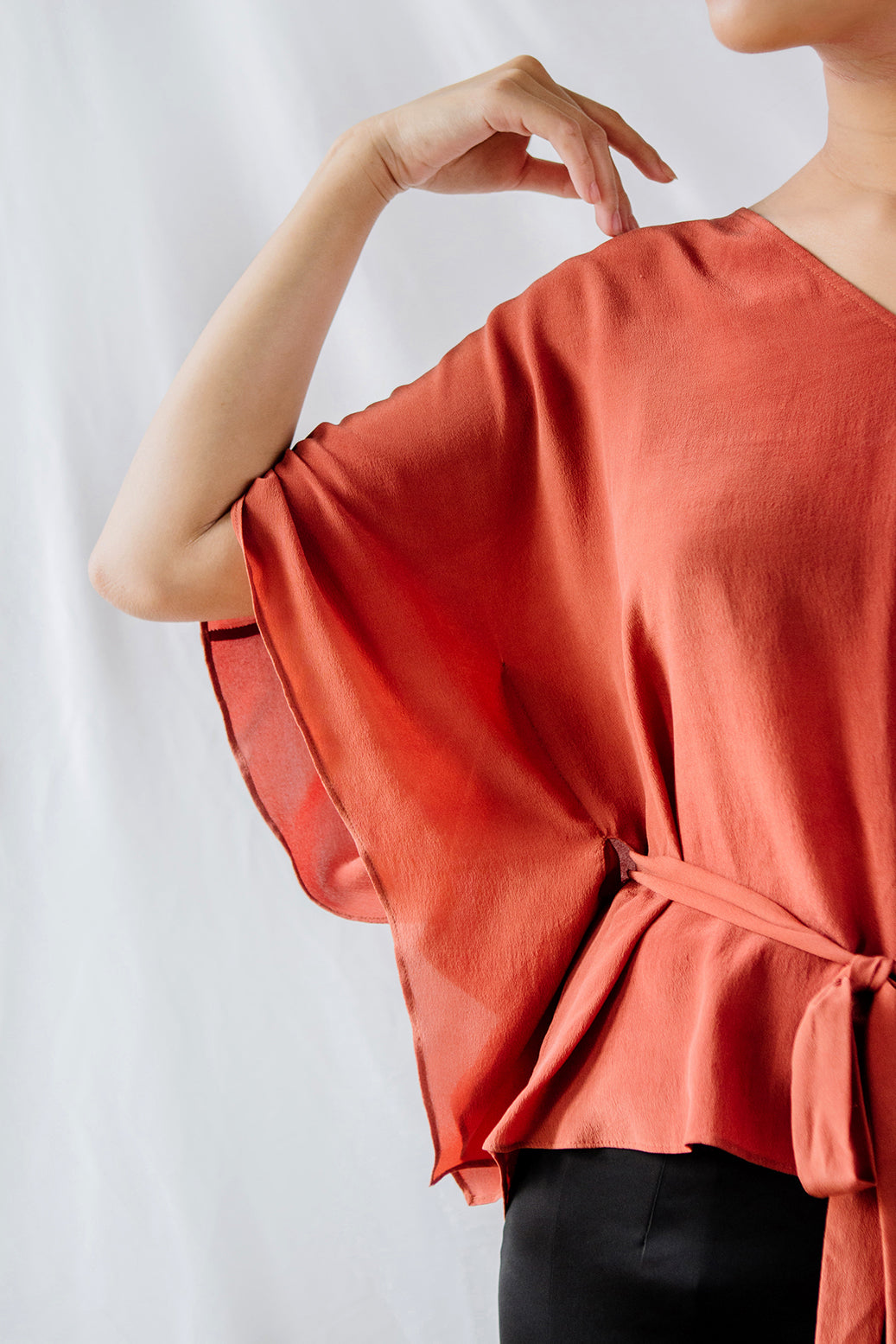 ELI Silk Kaftan Top - Terracotta (Plant-dyed)