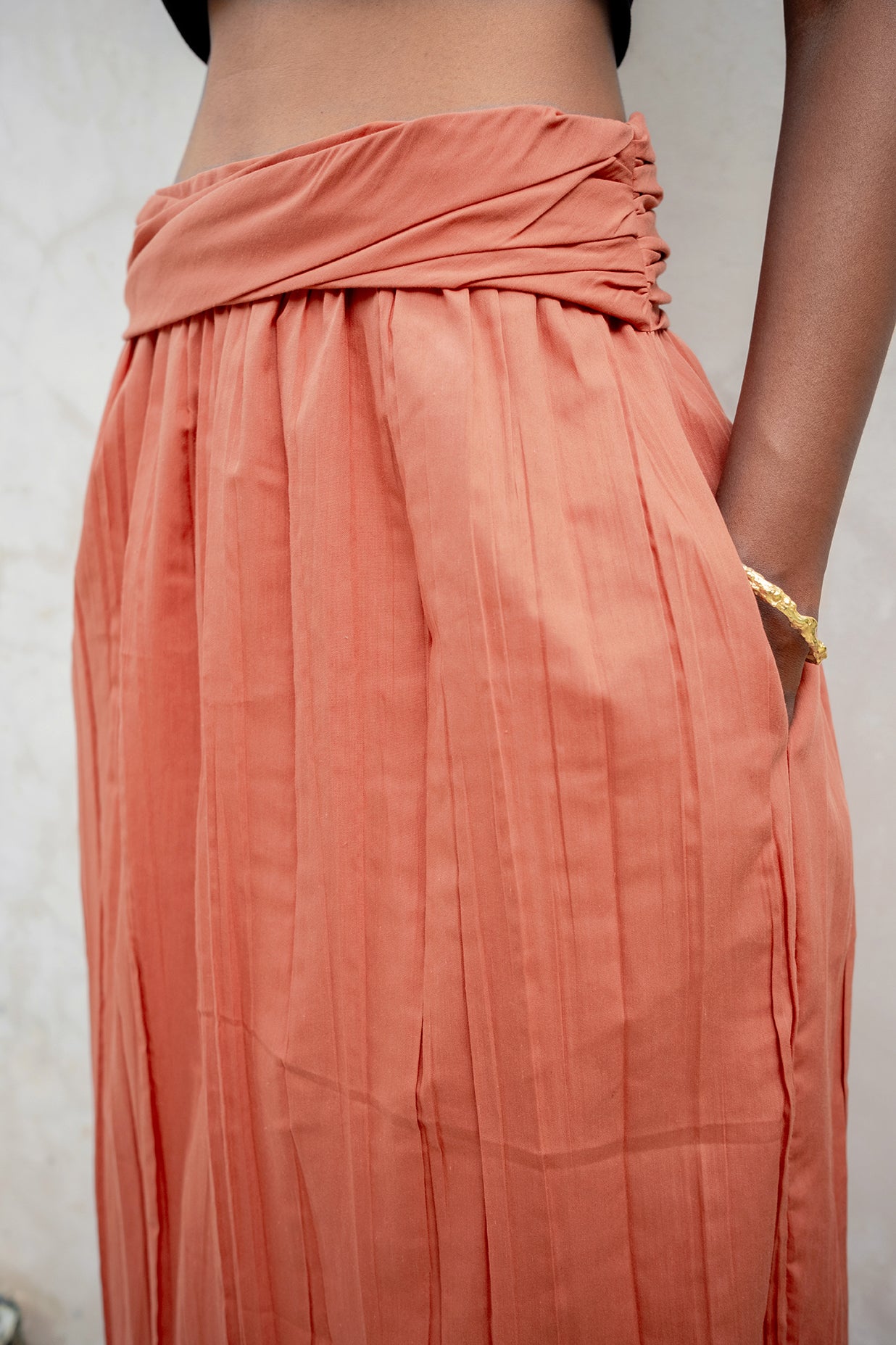 MAI Crinkle Cotton Skirt - Burnt Orange