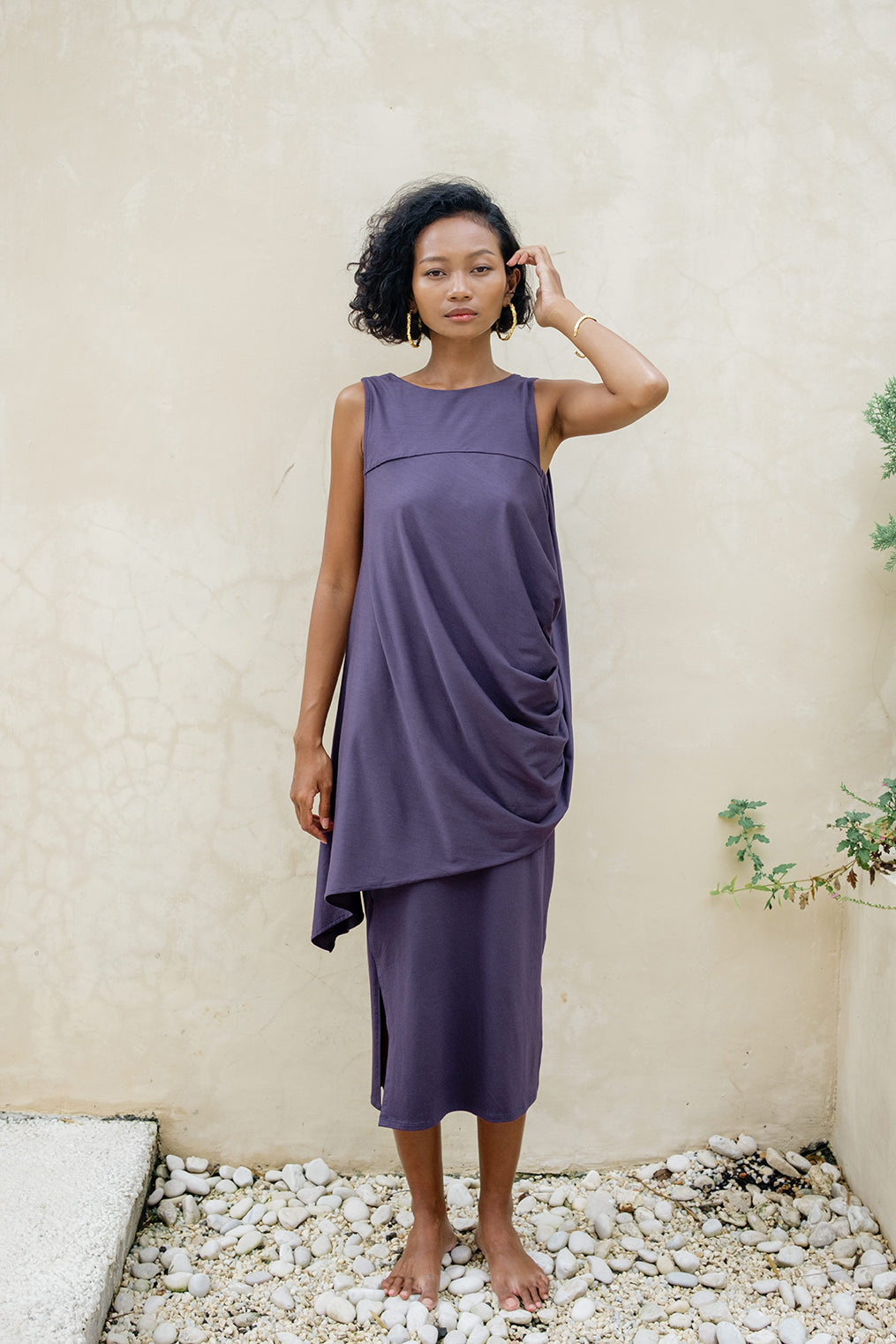 CLEO Reversible Draped Dress Set - Parachute Purple