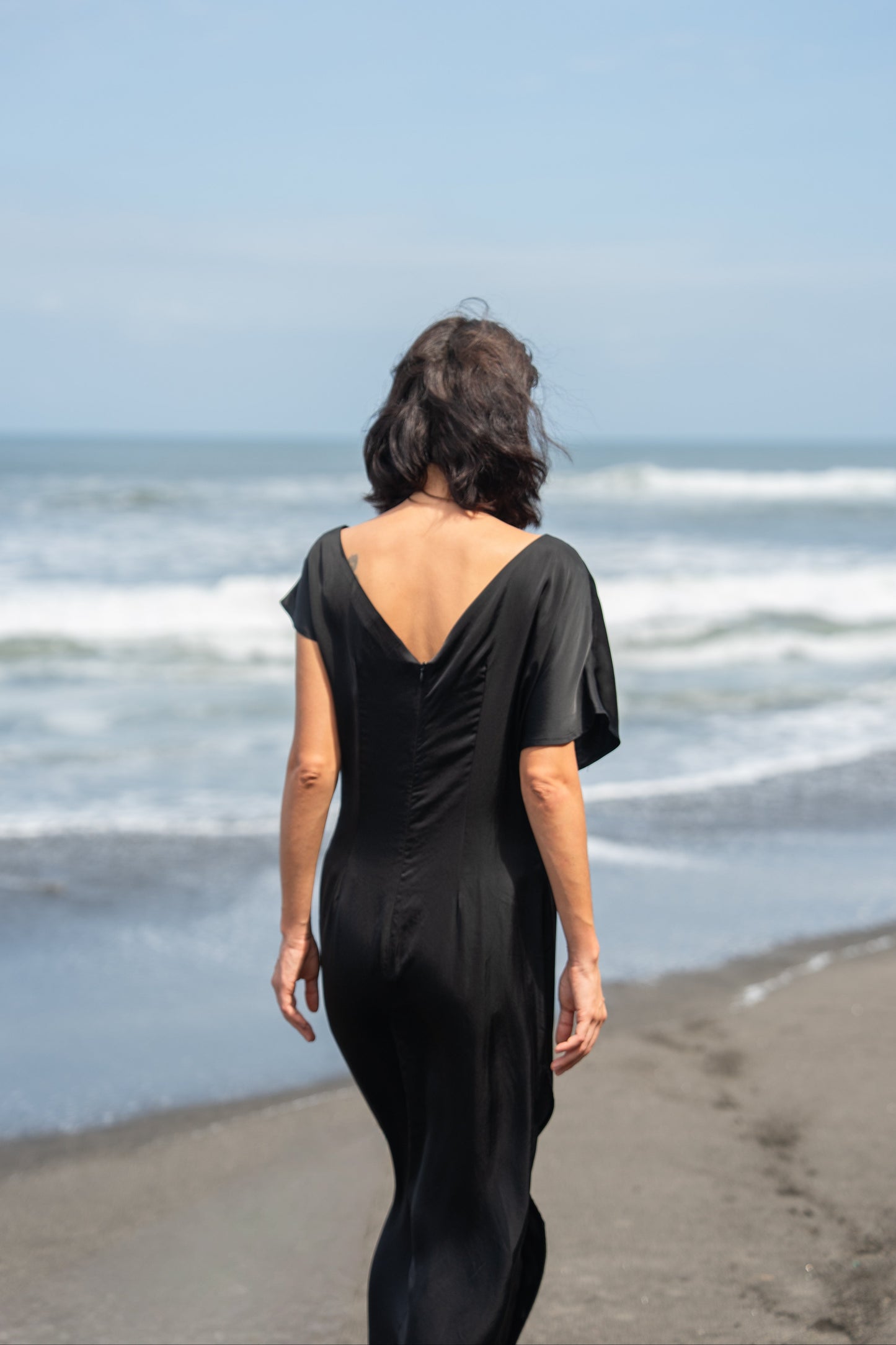 LAURA Asymmetric Midi Dress - Black