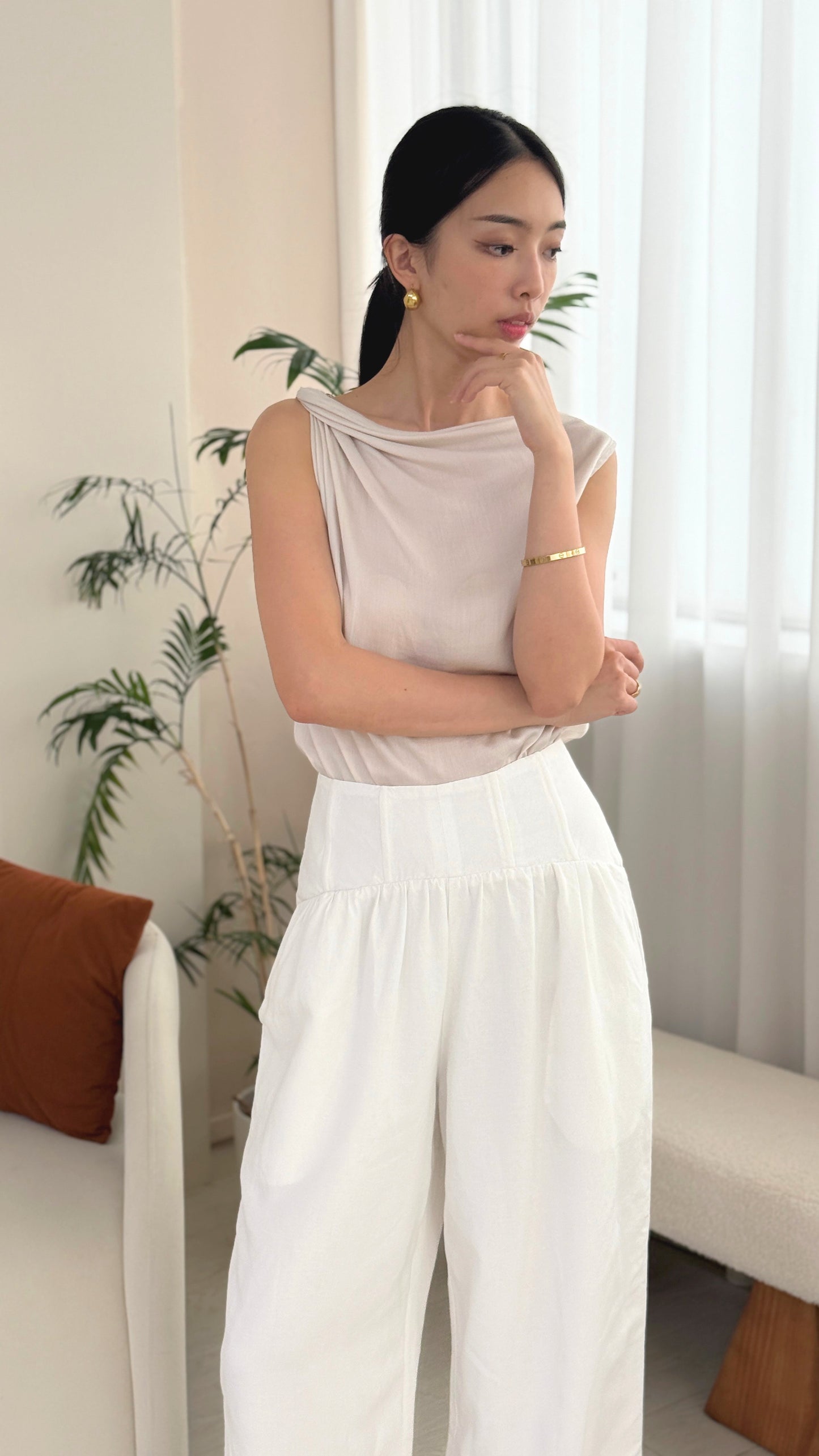 GEORGIA Corseted Maxi Pants - Off-White (Online Price)